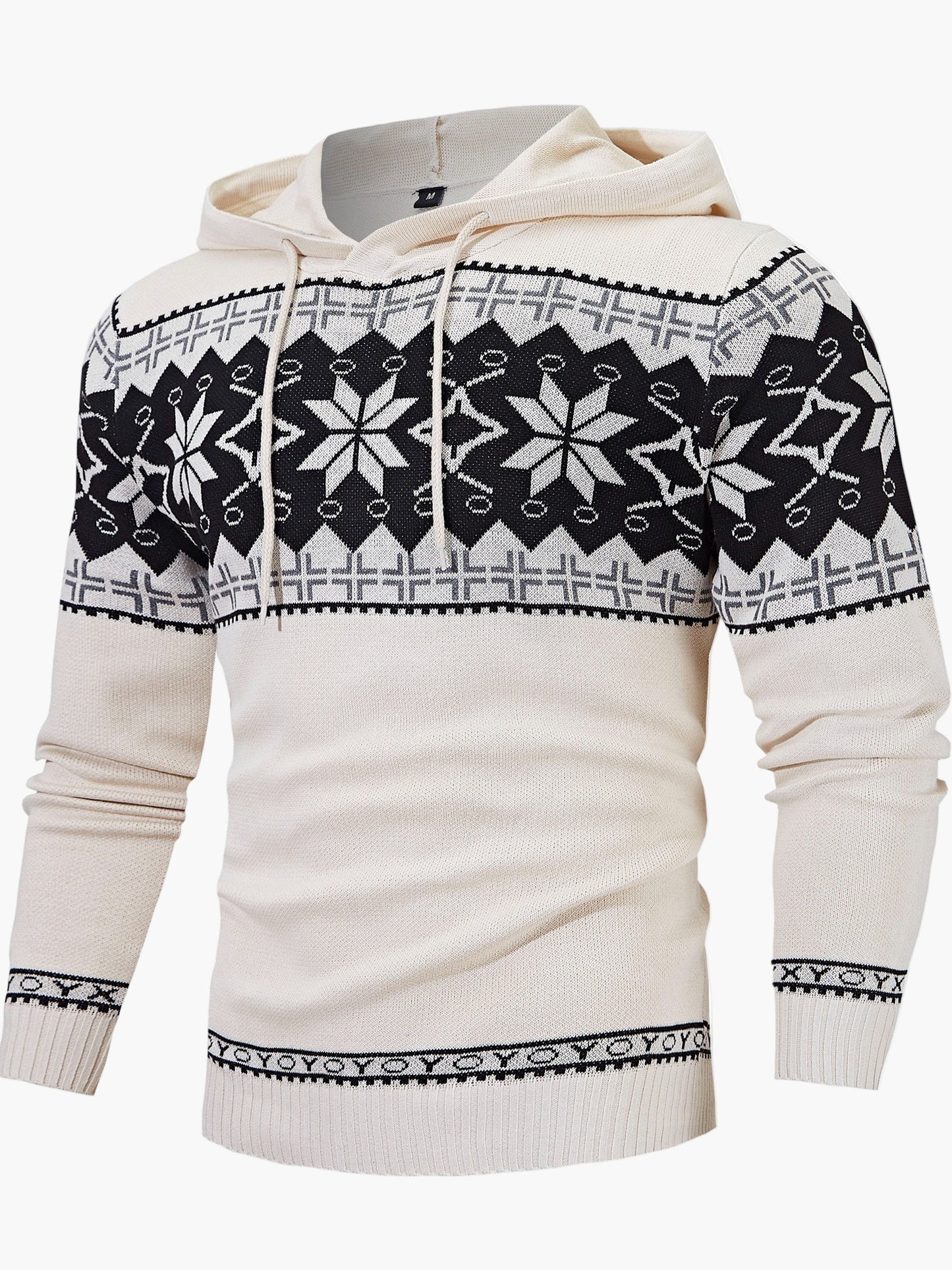 Herren Strickpullover mit Kapuze und Norweger-Muster – Casual Winterpulli für Freizeit & Alltag