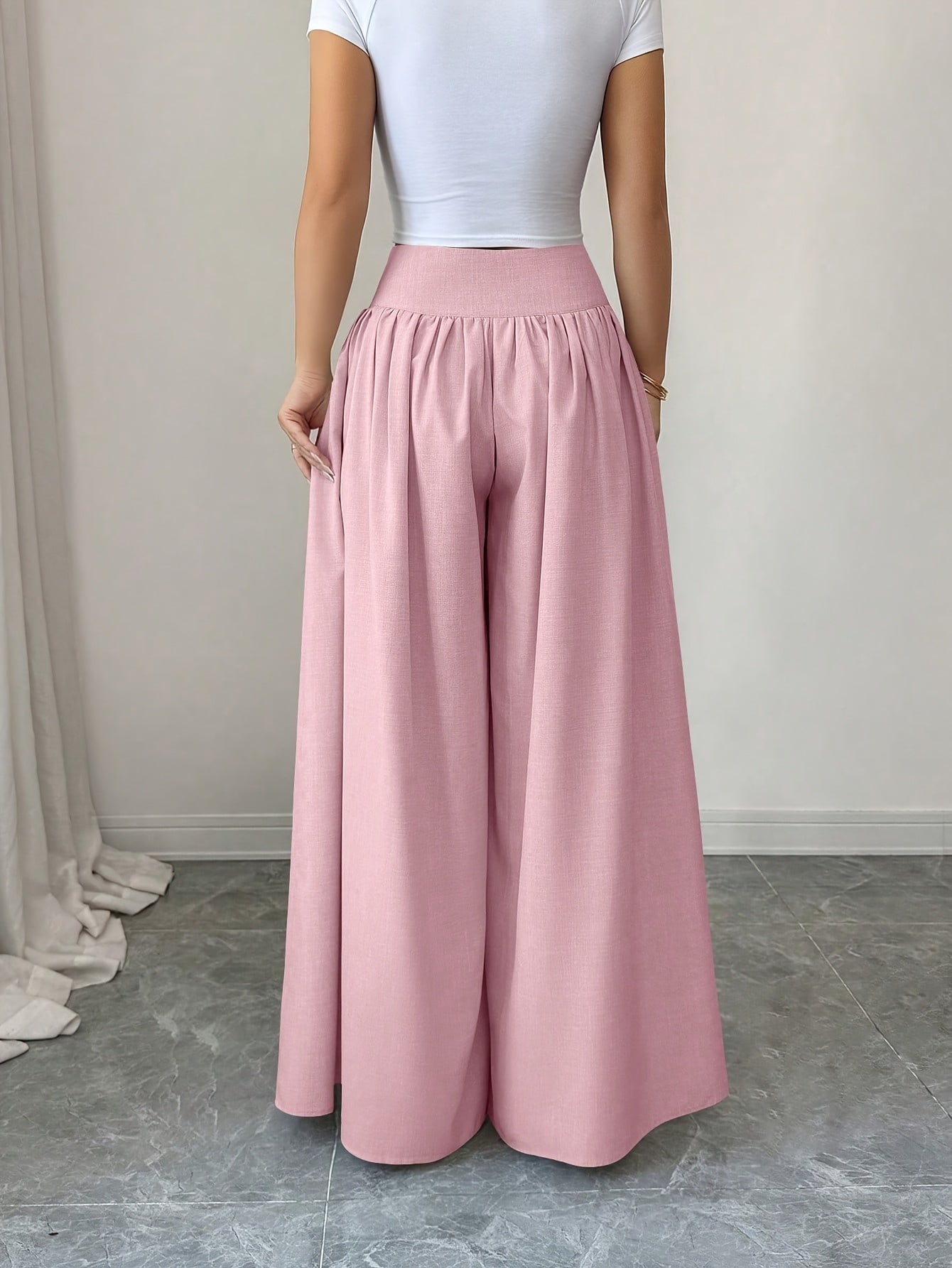 Damen Weite High Waist Palazzo Hose mit Knopfleiste – Eleganter Alltags- & Ausgeh-Look