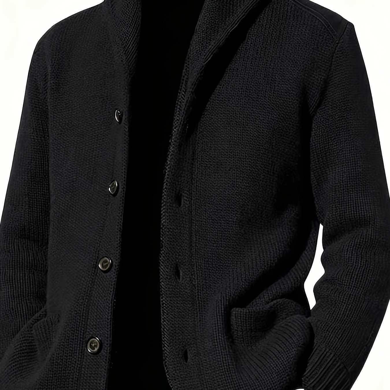 Herren Cardigan mit Schalkragen, Knopfleiste und Taschen, marineblau