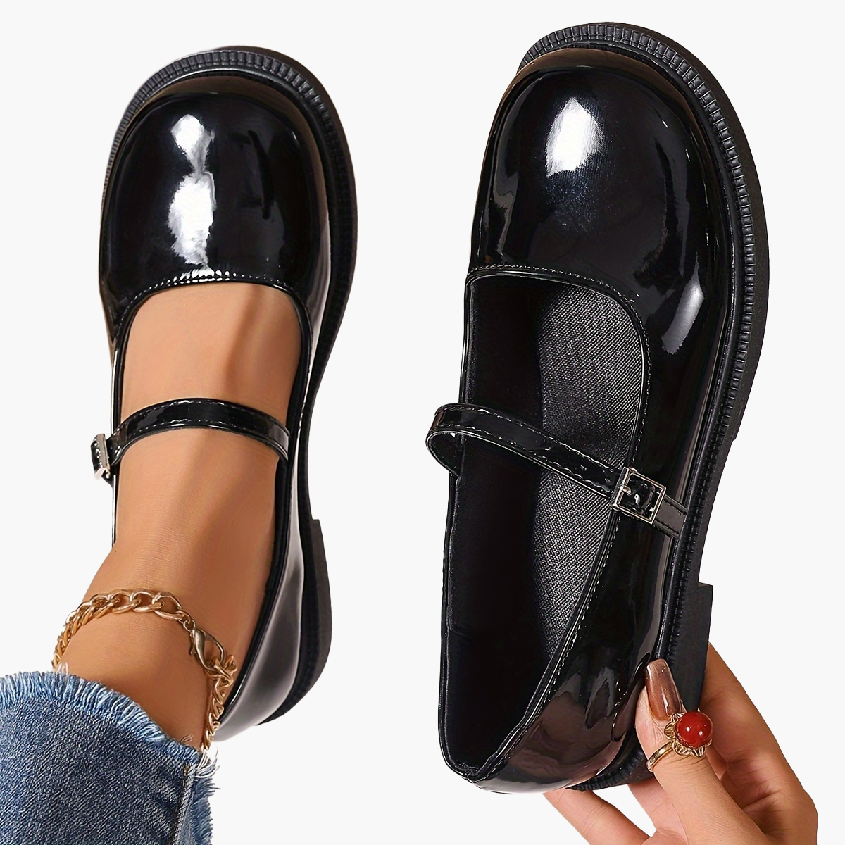 Damen Mary Jane Ballerinas im Preppy-Stil – Bequeme Alltagsschuhe mit Riemchen