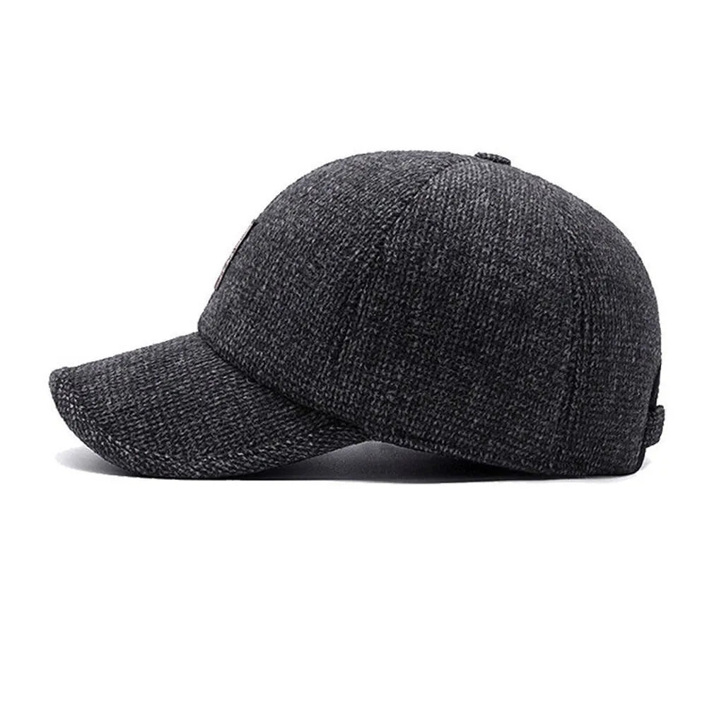 Winter Baseball Cap mit Ohrenklappen Herren Warme Schirmmütze