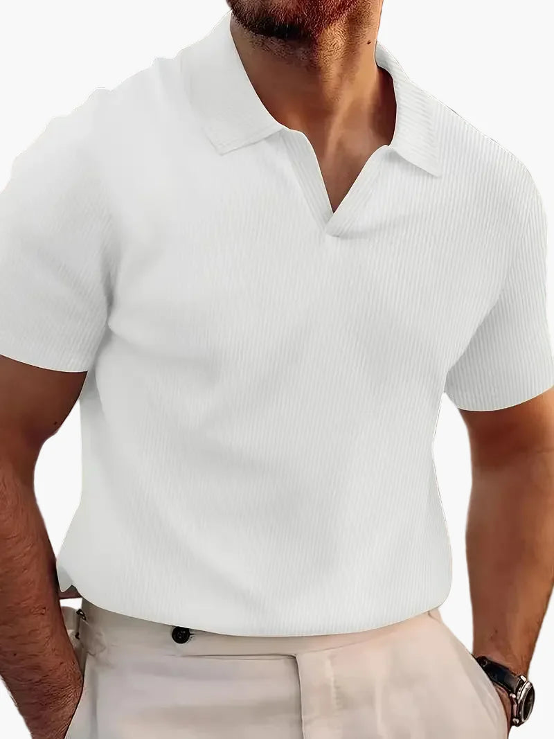 Herren Kurzarm Polohemd mit V-Ausschnitt – Stilvolles Freizeitshirt für Alltag und besondere Anlässe