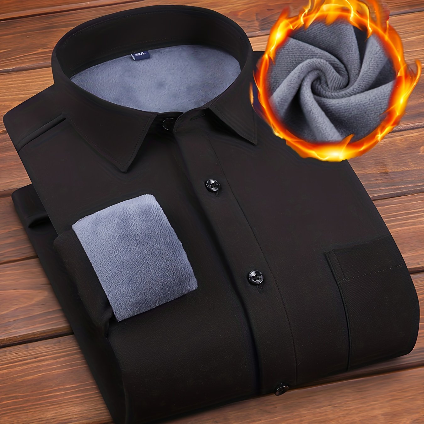 Herren Winterhemd Langarm mit Brusttasche und Fleecefutter