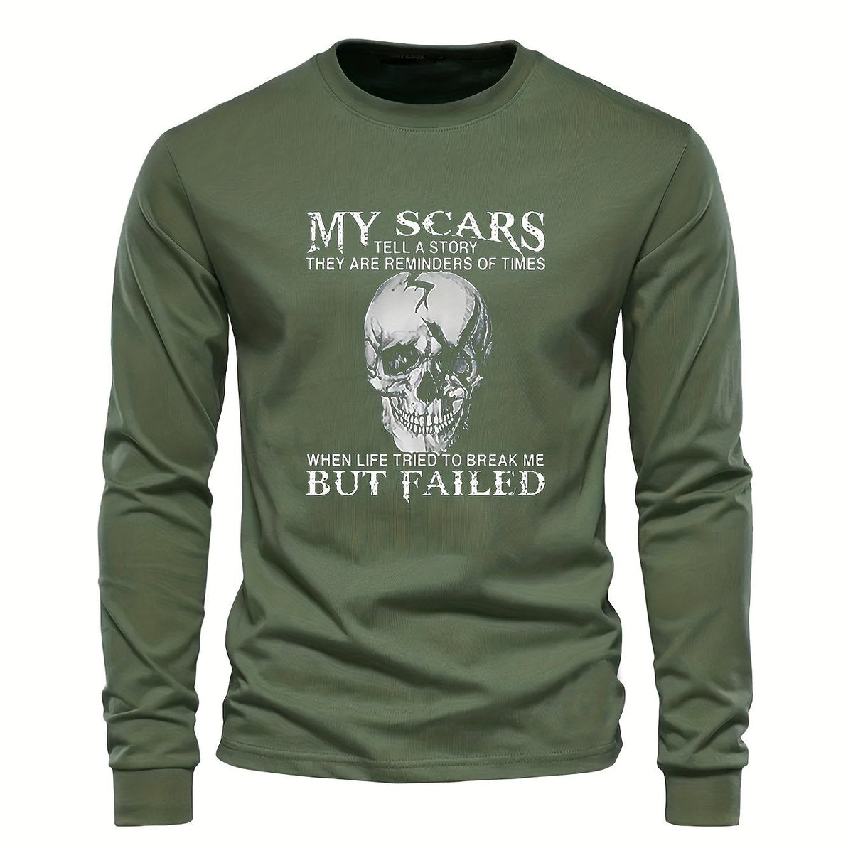 Herren Langarmshirt mit Totenkopf-Druck und Spruch
