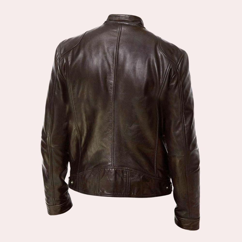 Herren Klassische Bikerjacke im Modern Fit – Kurzjacke mit Stehkragen & Reißverschlusstaschen