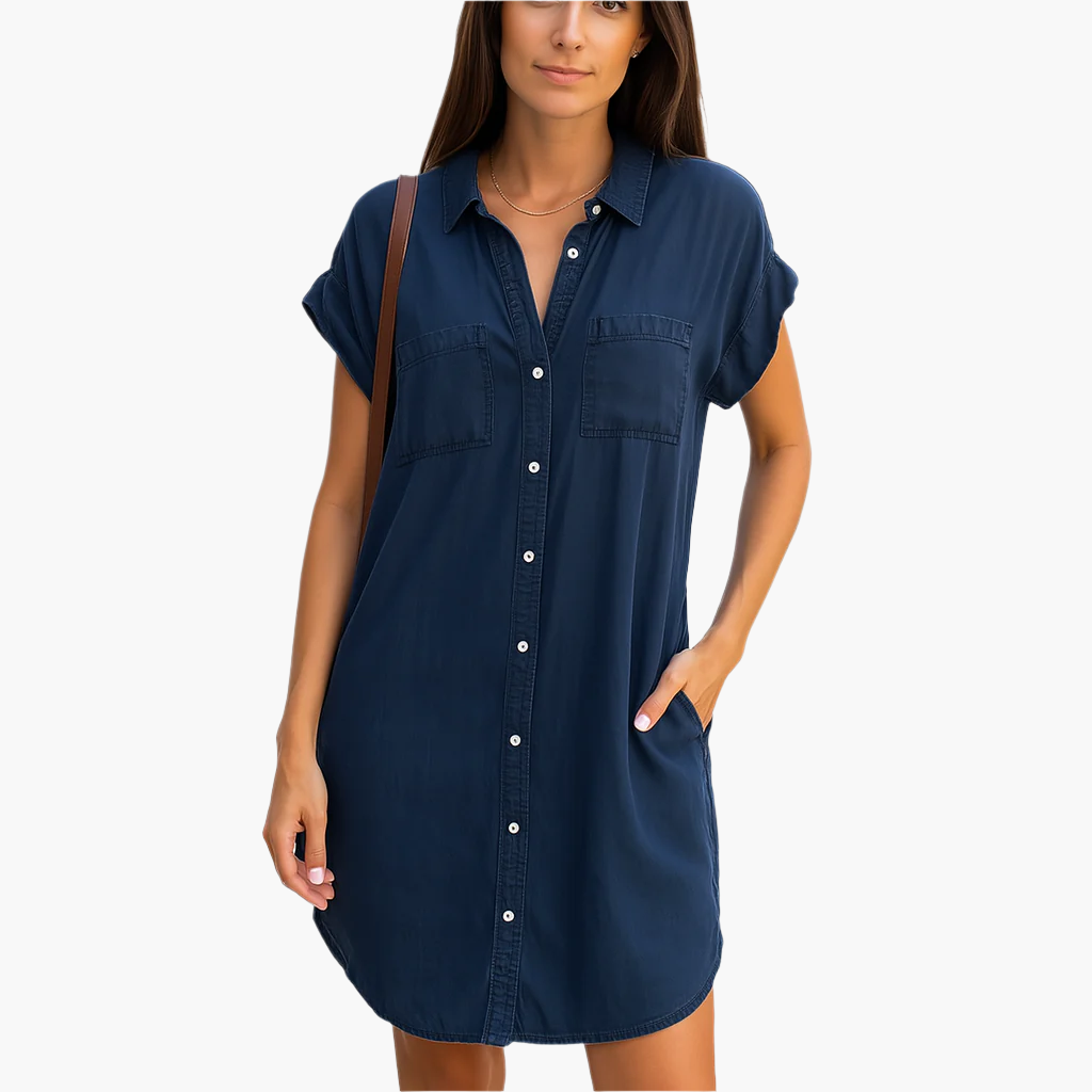 Damen Jeanskleid Hemdblusenkleid Casual Freizeitmode – Lässiger Stil für Alltag & Urlaub