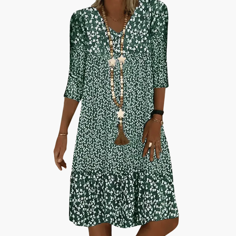 Damen Freizeitkleid mit Blumenmuster – Lockeres, bequemes Sommerkleid für Alltag und Urlaub