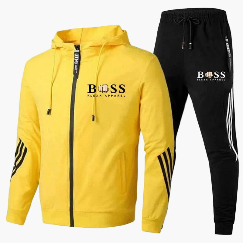 Sportlicher Herren-Trainingsanzug mit Kapuzenjacke und Kontrastdetails