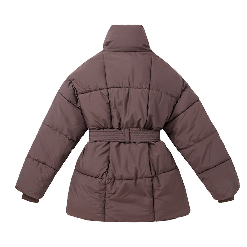 Damen Steppjacke mit hohem Kragen und Taillengürtel, warm gefüttert