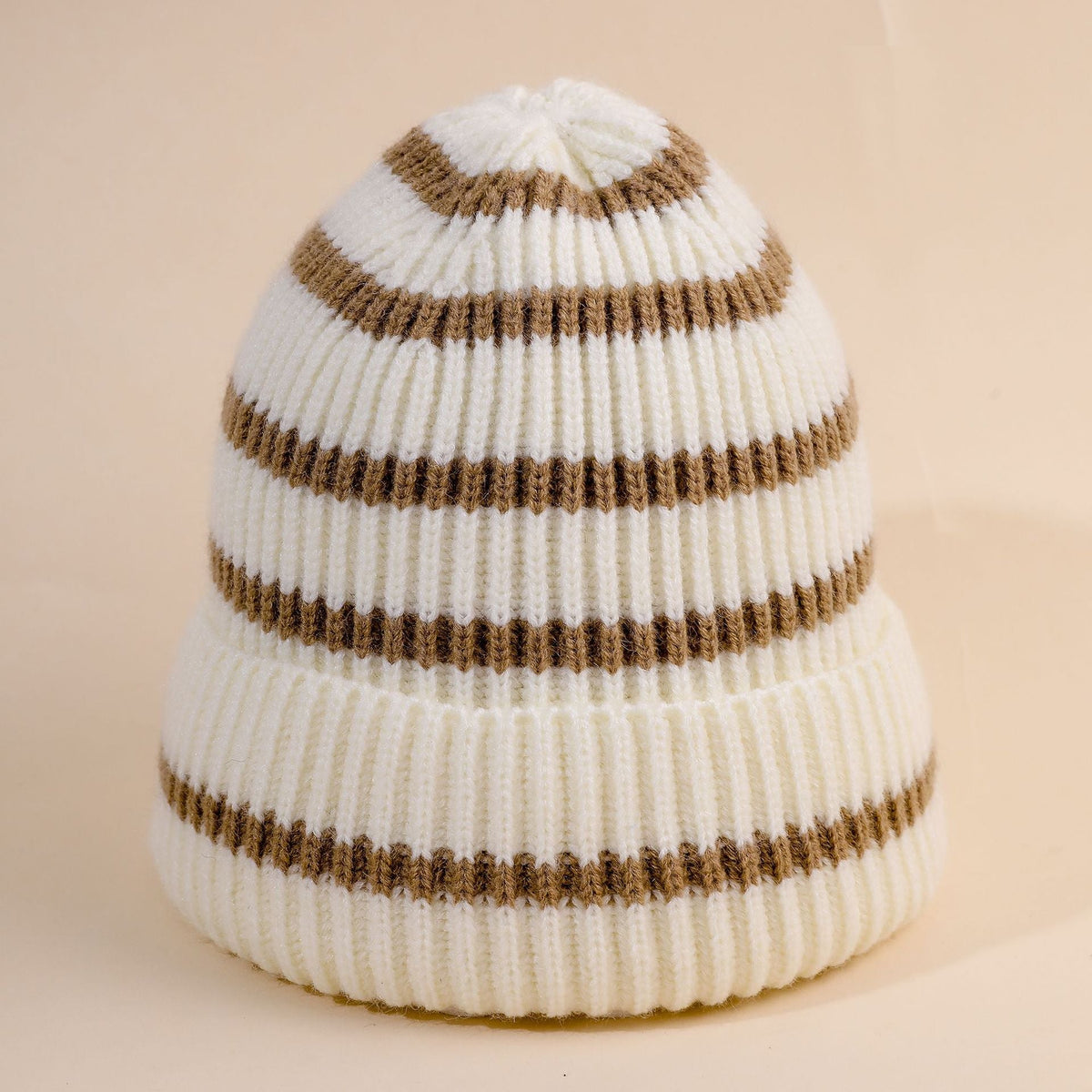 Unisex Mütze Gerippt Gestrickt Gestreift Beanie