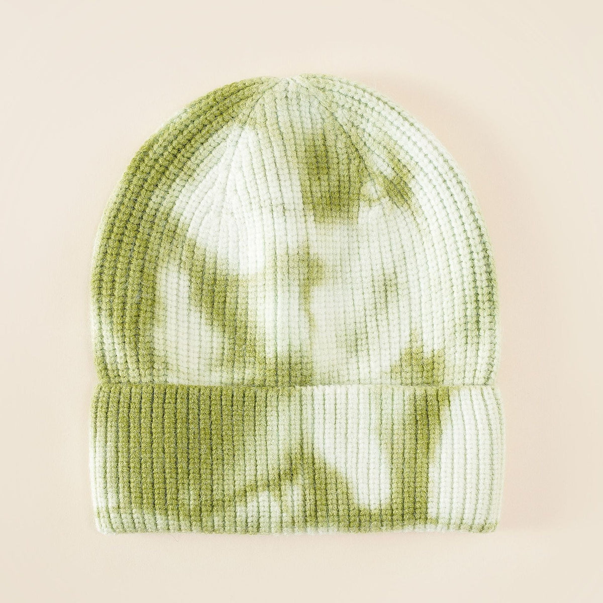 Unisex Beanie Mütze im Rippstrick mit Batik-Muster