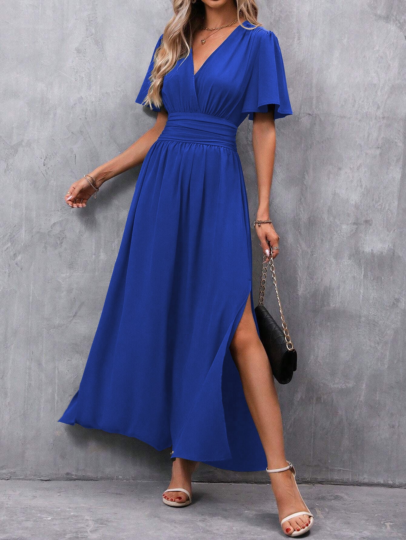 Elegantes Damen Maxi Wickelkleid – Sommerkleid für Hochzeit, Party & Abend – Damen große Größen – Boho & Chic Kleid
