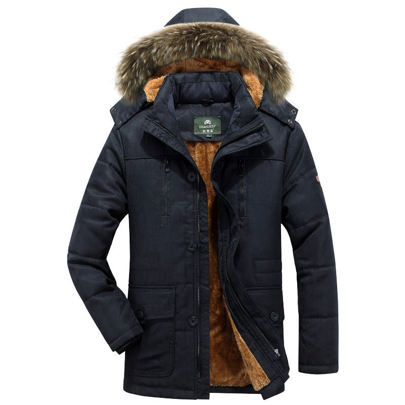 Herren Winterparka mit abnehmbarem Kunstfellkragen und weichem Futter