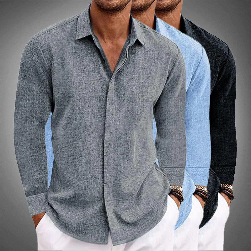 Herren Veganes Leinenhemd Modern Fit – Elegantes Freizeit- und Businesshemd mit langen Ärmeln
