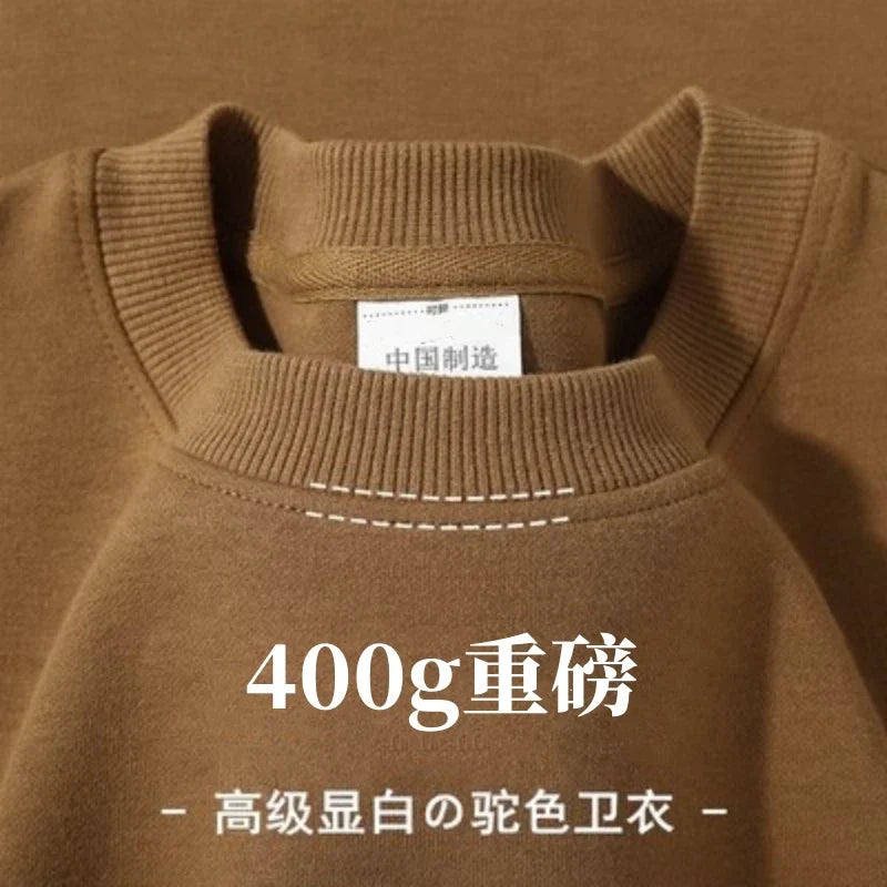 Unisex Langarm Sweatshirt Pullover mit Rundhalsausschnitt warm gefüttert