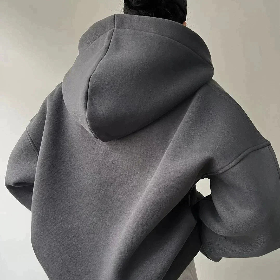 Übergroßer Hoodie für Damen mit Kragen und Kapuze