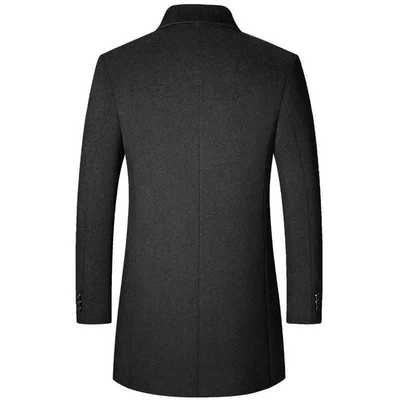 Herren Veganer Wollmantel im Koreanischen Stil – Klassische Trenchcoat-Optik für Alltag und Business