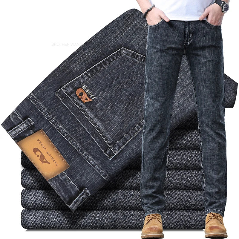 Herren Jeans Hose Hellblau Denim Straight Fit