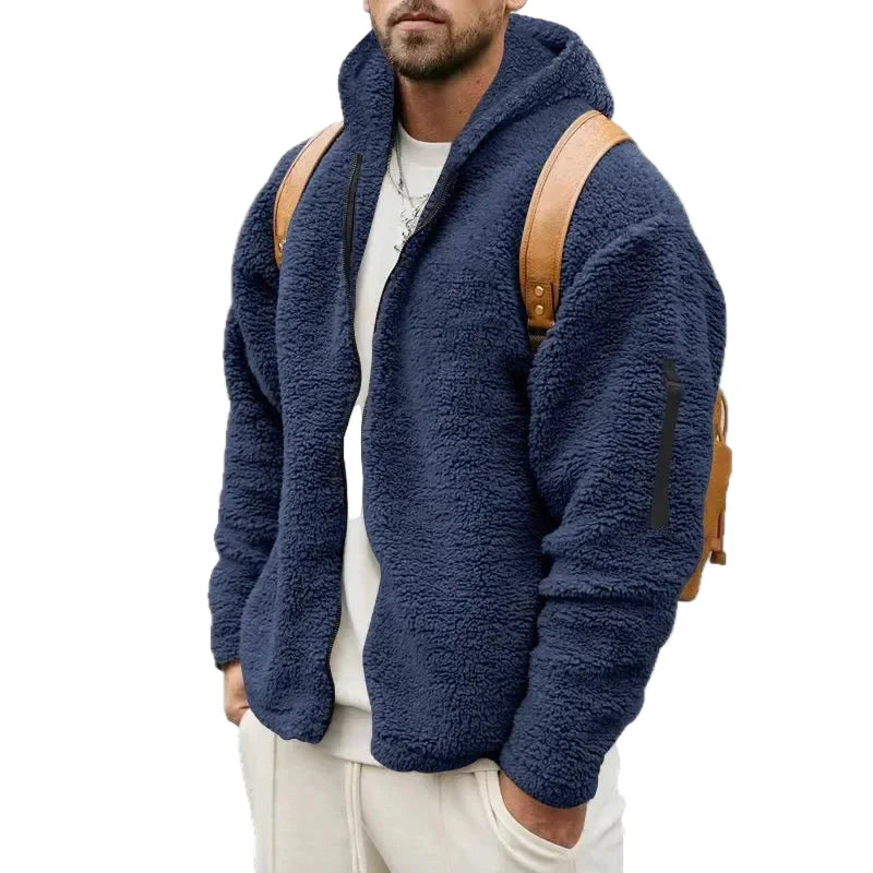 Herren Fleece Kapuzenjacke Lässiger Outdoor Style Warm Winterjacke