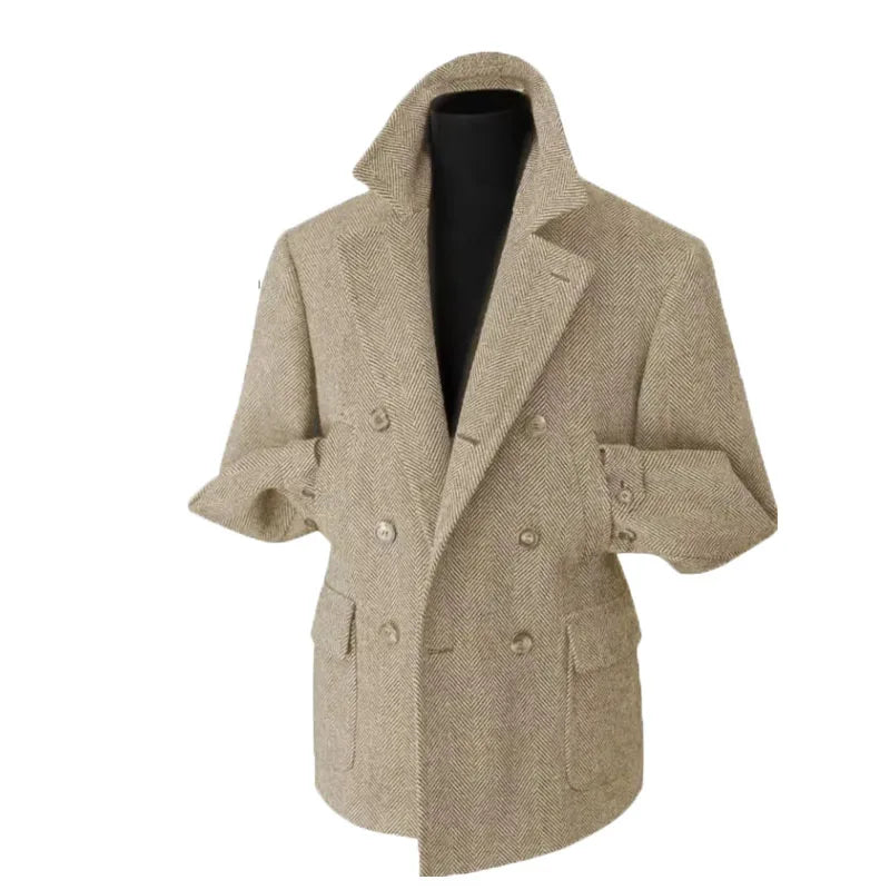 Herren Vintage Doppelreihiger Hahnentritt Blazer – Eleganter Stil für formelle Anlässe und Freizeit