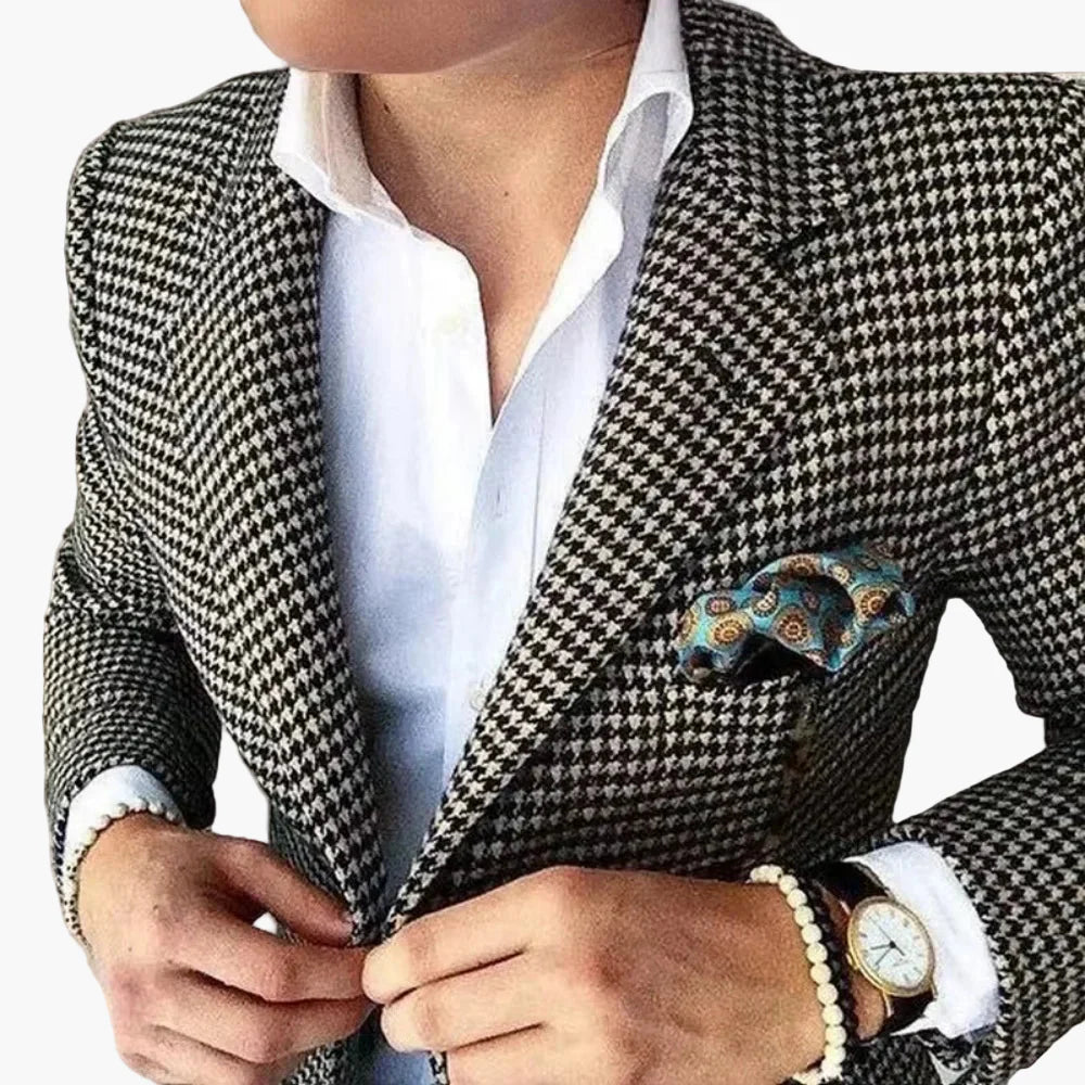 Herren Hahnentritt Sakko – Eleganter Business & Freizeit Blazer im Retro-Stil