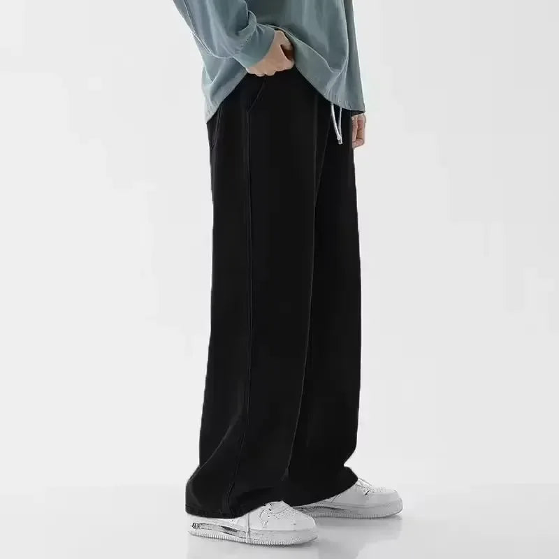 Loose Fit Jeans Herren Weites Bein Hoher Bund Grau