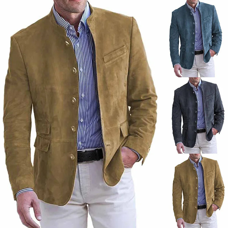 Herren Stehkragen Sakko – Eleganter Freizeit- und Business-Blazer im modernen Look