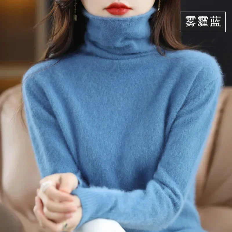 Damen Rollkragenpullover mit langen Ärmeln, weiches Material
