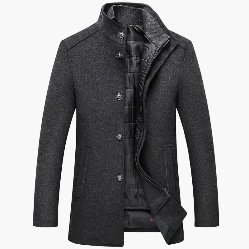Herren Winter Veganer Wollmantel – Klassischer Business Mantel für Büro und Alltag