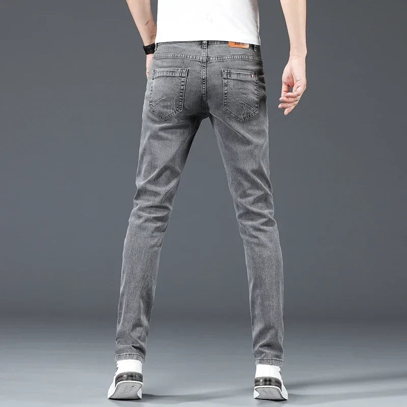 Jeans Herren Slim Fit Hellblau Stretch-Denim
