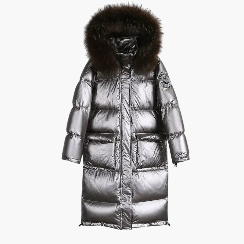 Damen Winter Daunenmantel mit Kapuze und Fellkragen – Eleganter, warmer Steppmantel für Alltag & Outdoor
