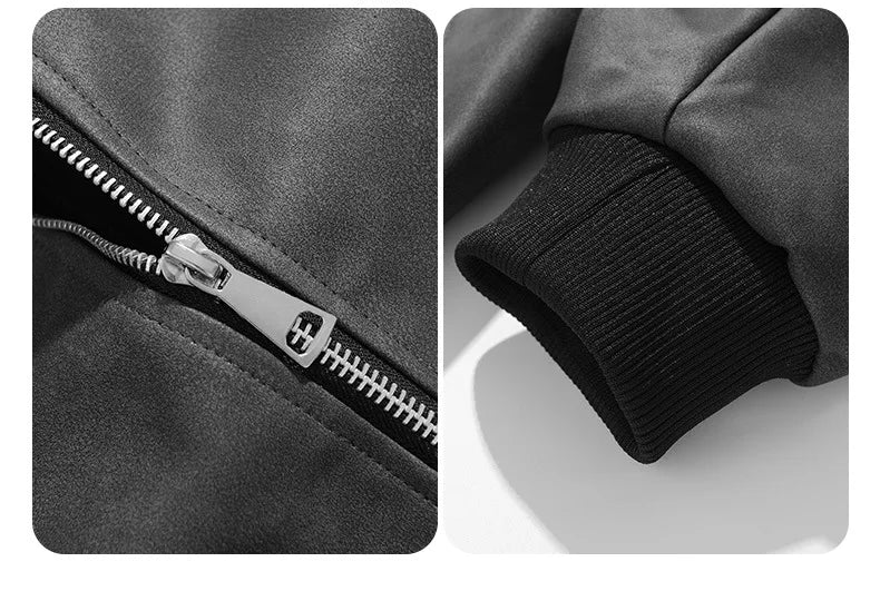 Bomberjacke Herren mit Kapuze Schwarz Freizeit Jacke Reißverschluss