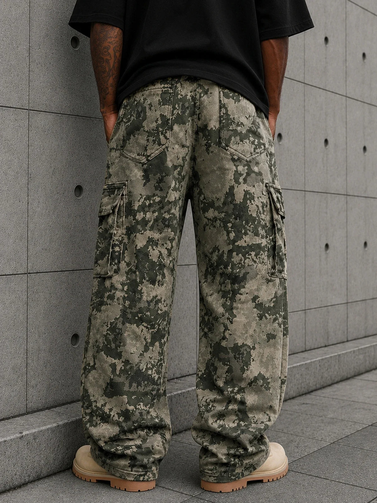 Cargohose für Herren, weiter Schnitt, Camouflage-Muster