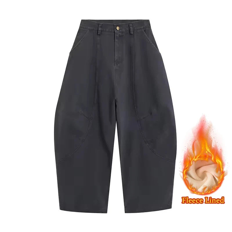 Weite Damen Hose Schwarz mit hohem Bund Ballon-Schnitt