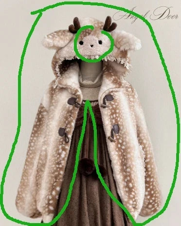 Hirsch Winterjacke Damen Teddyfell Gefleckt mit Kapuze