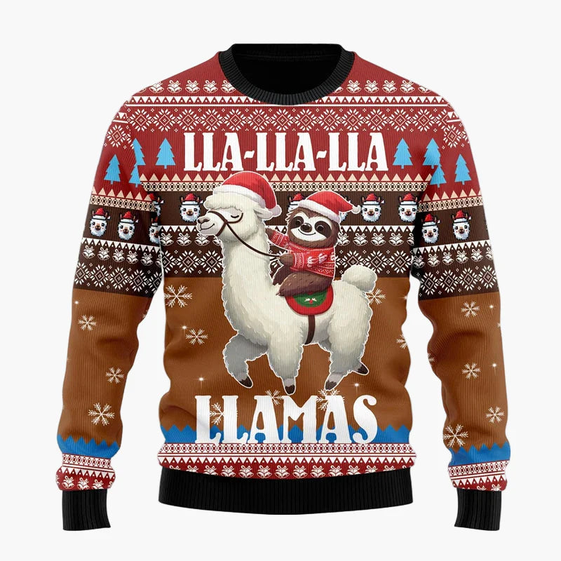 Unisex Weihnachts-Pullover "Cooles Lama" – Festlicher Strickpulli für Damen & Herren