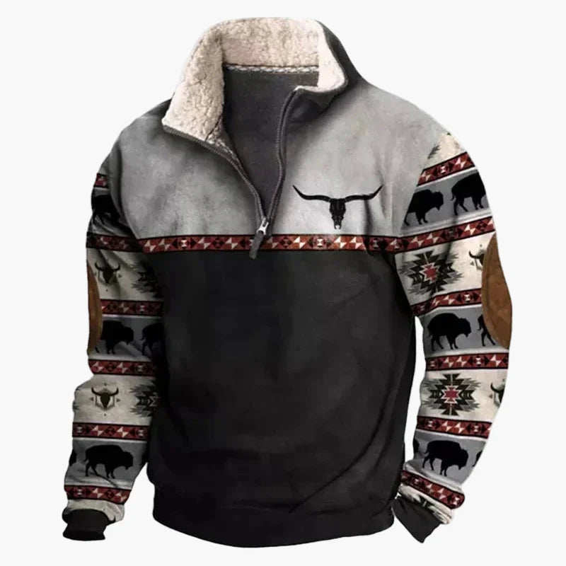 Herren Wild West Vintage Fleece Pullover – Lässiger Western-Stil für Outdoor & Alltag