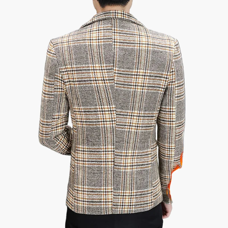 Herren Kariertes Sakko Modern Business Freizeit Eleganter Blazer