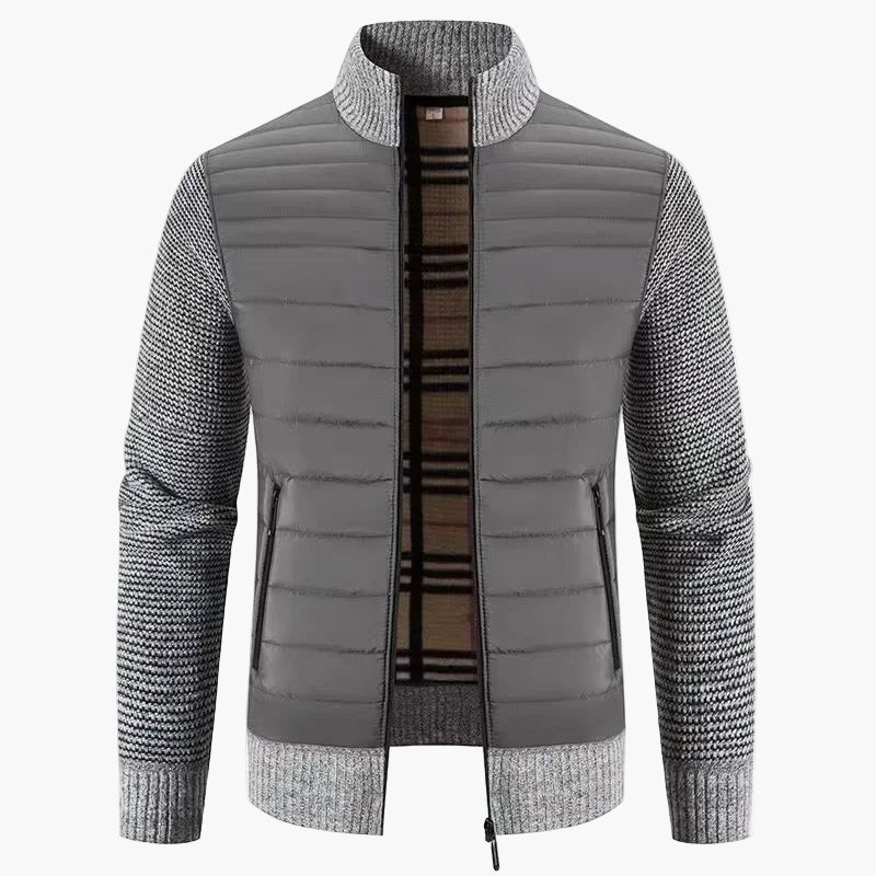 Herren Strickjacke im koreanischen Stil – Elegante Freizeitjacke mit Fleecefutter und Slim Fit