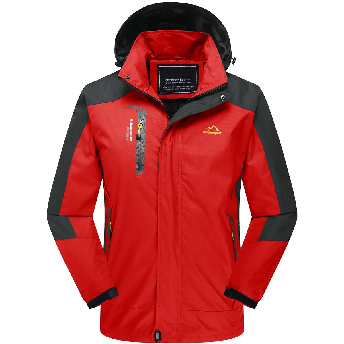 Outdoor Jacke Herren Wasserdicht Atmungsaktiv mit Kapuze und Reißverschlusstaschen