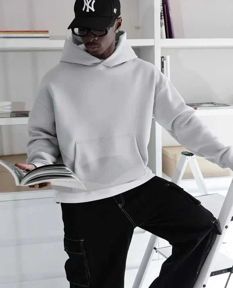 Unisex Hoodie mit Kängurutasche – Oversized, einfarbig