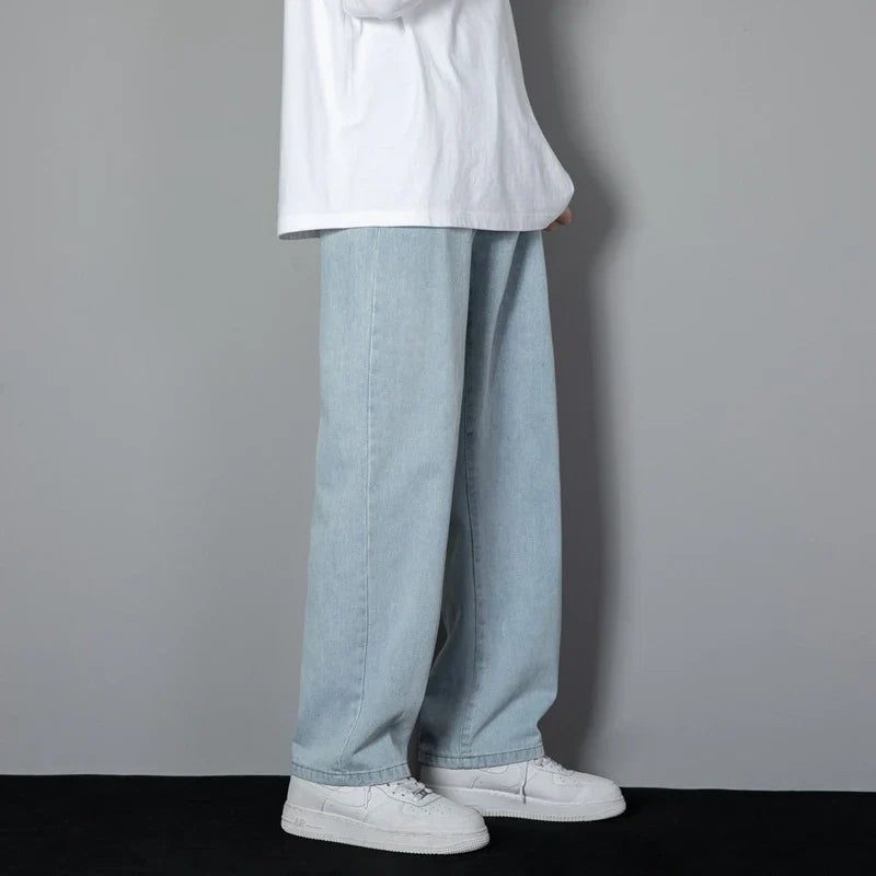 Jeans Herren Weites Bein Loose Fit Denim Hose Streetwear