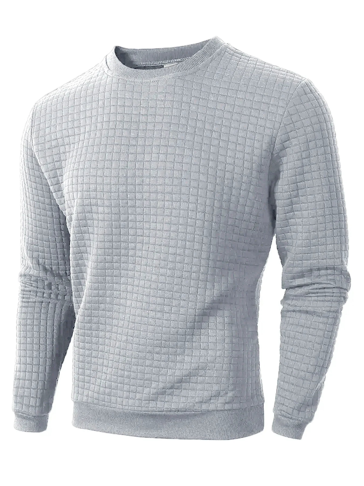 Herren Sweatshirt mit Rundhalsausschnitt, langärmlig, Waffelstruktur