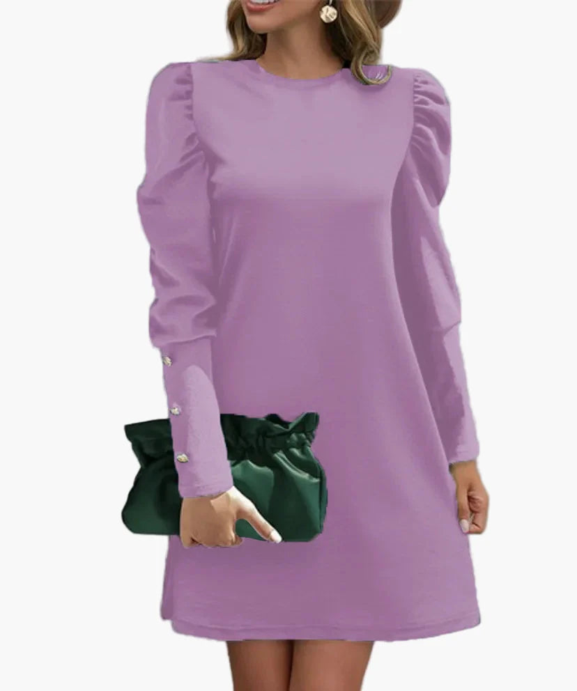 Damen Elegantes Minikleid mit Puffärmeln – Perfekt für Büro und festliche Anlässe