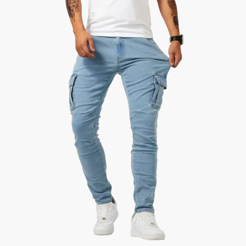 Herren Cargo Jeans – Modische Slim Fit Stretch Hose für Alltag und Freizeit