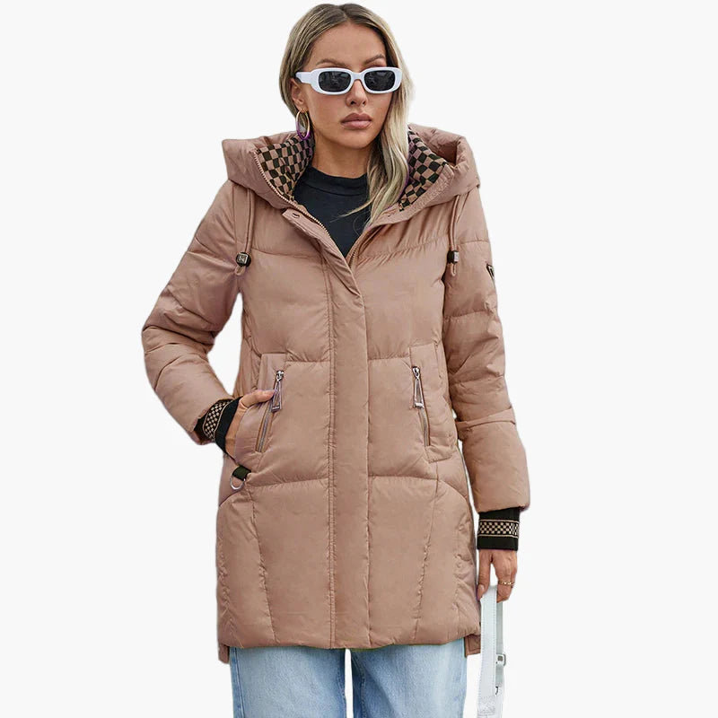 Damen Winter Steppmantel mit Kapuze – Modischer, warmer Outdoor Parka für Alltag und Freizeit