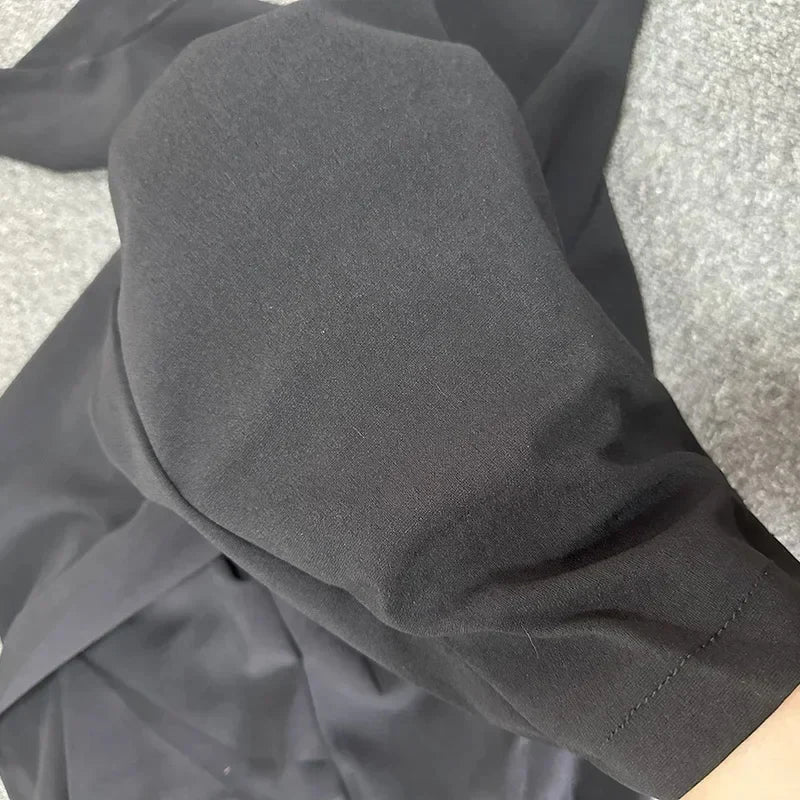 Damen Culotte Hose Weites Bein Hoher Bund Grau/Schwarz