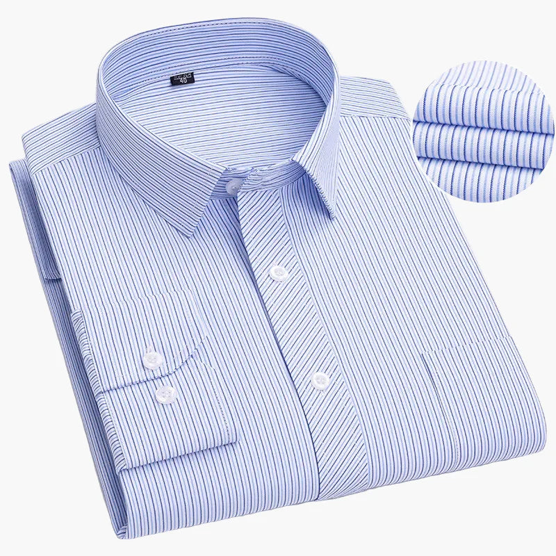 Herren Business Hemd Slim Fit – Gestreiftes Langarmhemd für Büro & Alltag