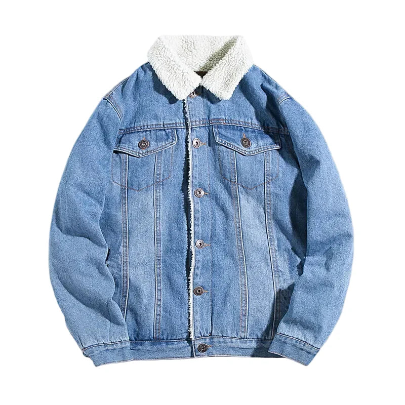 Herren Lässige Sherpa-gefütterte Denim Jacke für Herbst und Winter – Freizeitmode mit Komfort