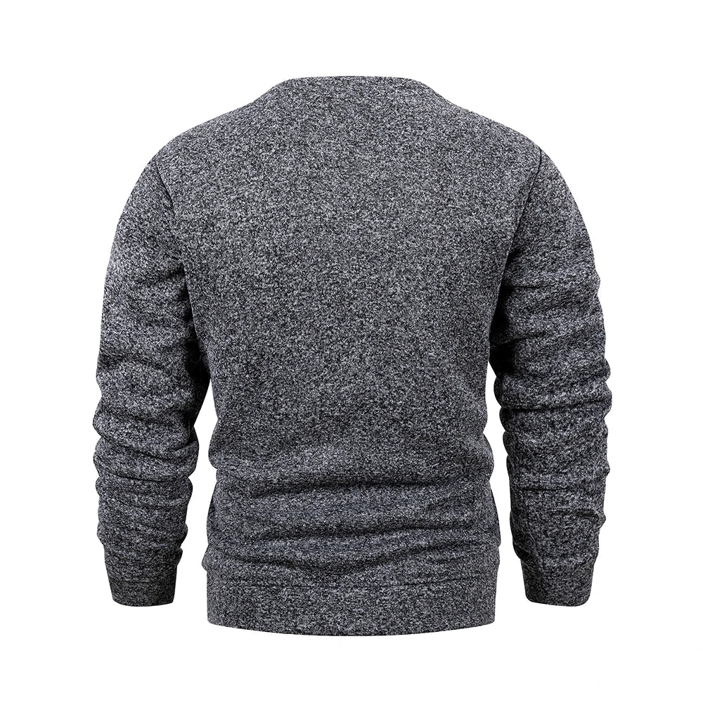 Herren Rundhals Pullover Langarm Sweatshirt Melange-Optik